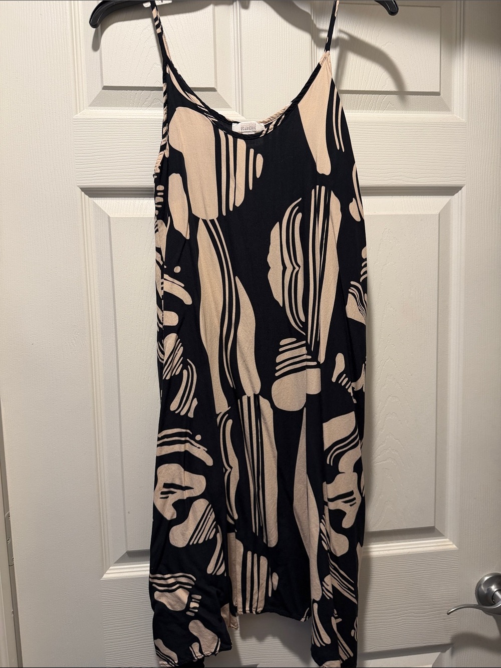 Black & Beige Abstract Slip Dress - Unknown Brand